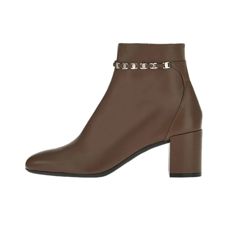 FERRAGAMO Chain-link Leather Ankle Boots-0