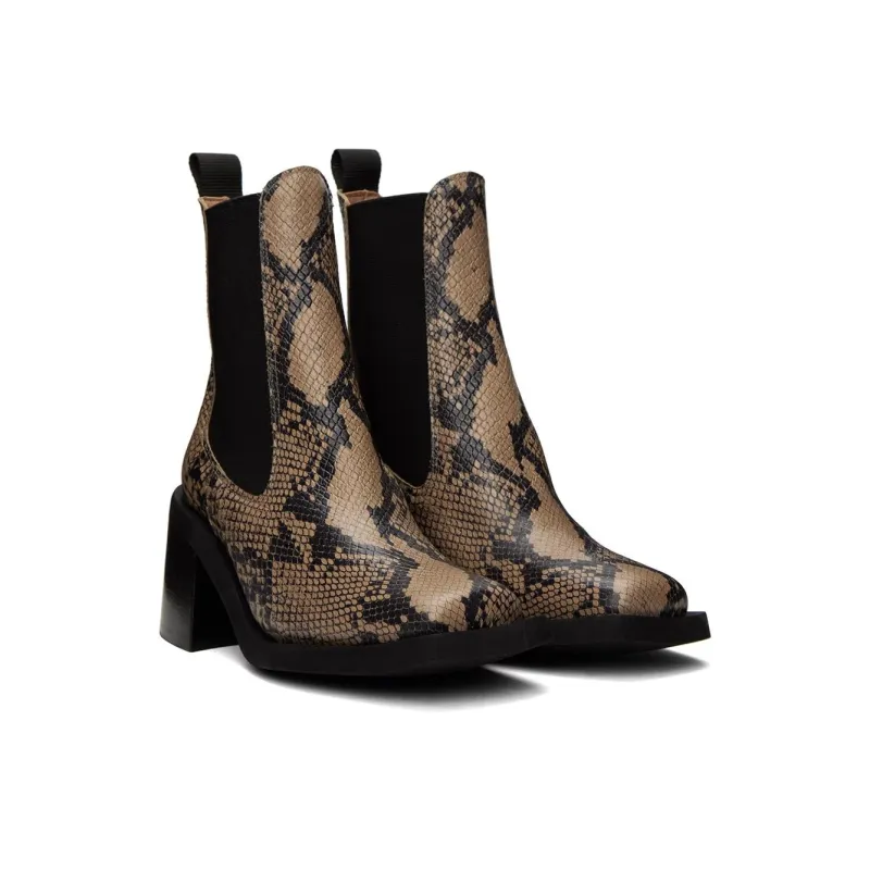 GANNI Short Chelsea Boots Women's Brown Black-2