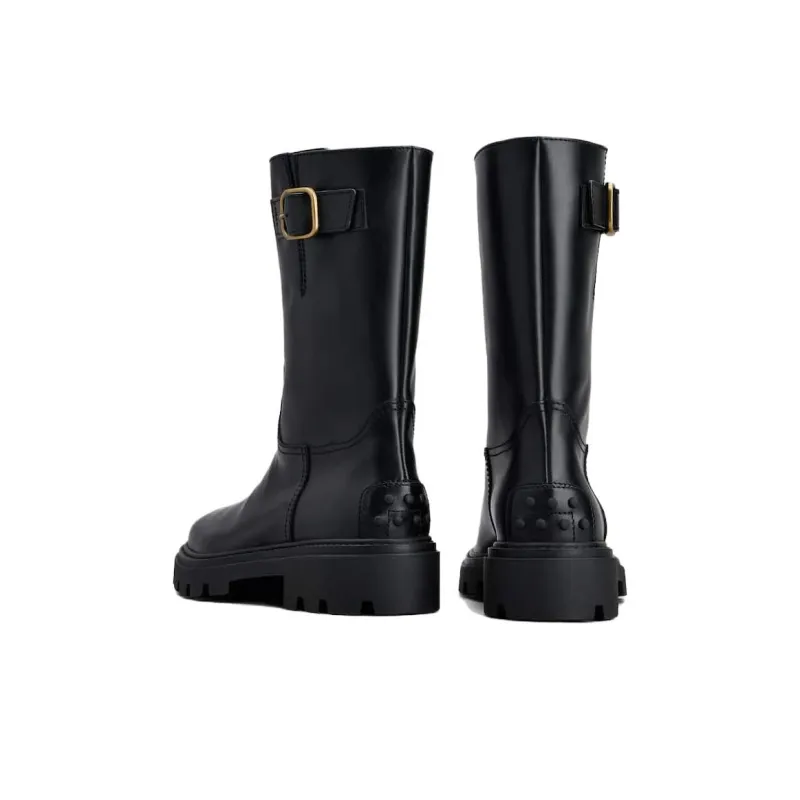 TOD'S Buckle Detailed Round Toe Boots Women's-4