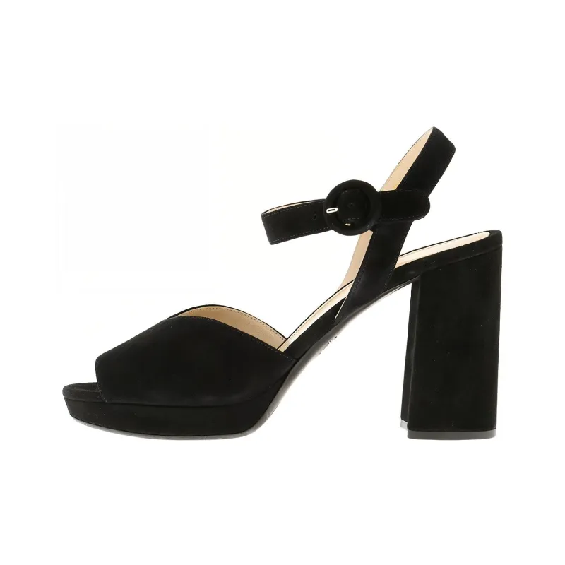 PRADA Chunky Heel One Strap Sandals Women's Black-0