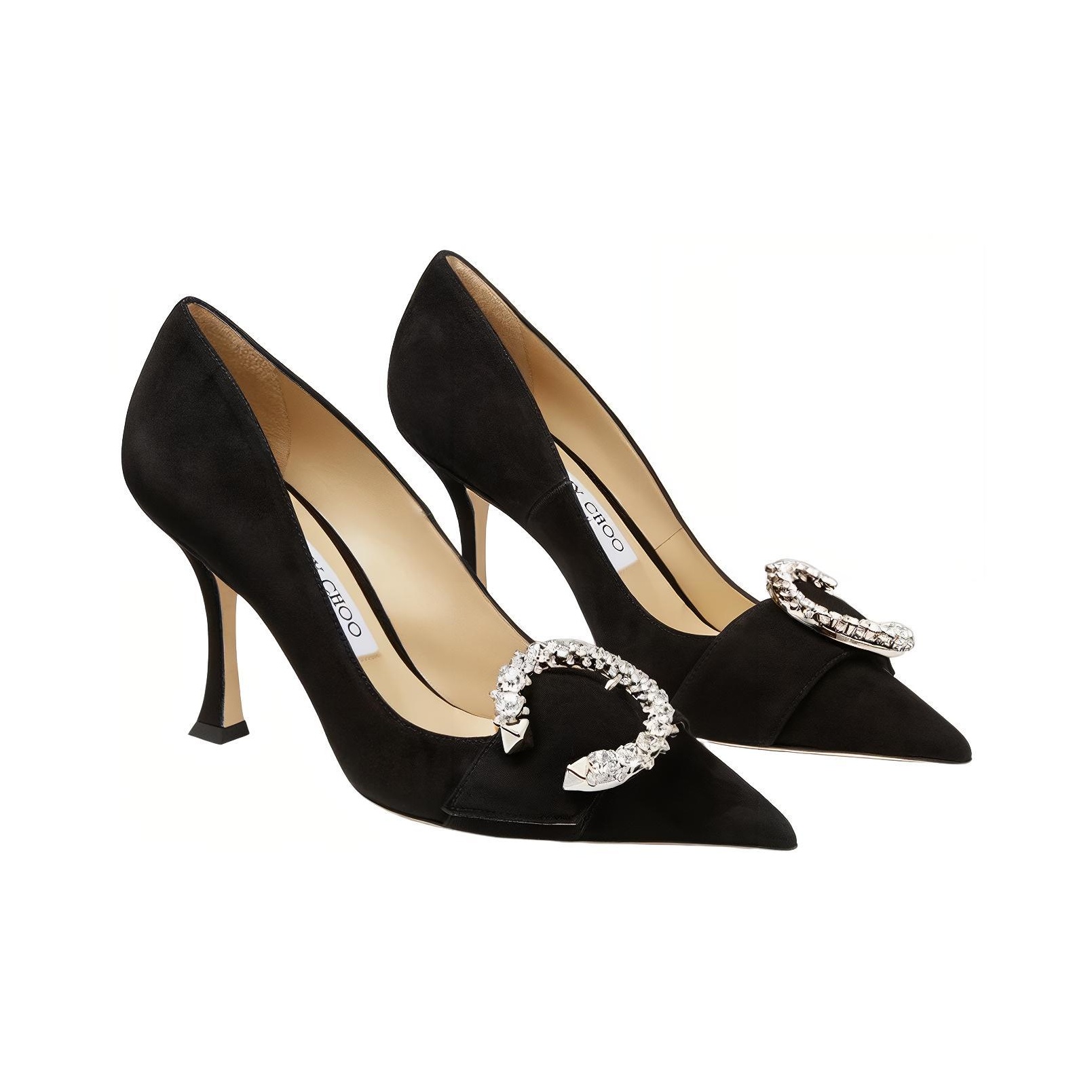 シューズ・サンダルその他 JIMMY CHOO Woman Pumps Black IXIA80NAP BLACK Ixia 80 |Black Satin Crystal Mesh Pumps | JIMMY CHOO