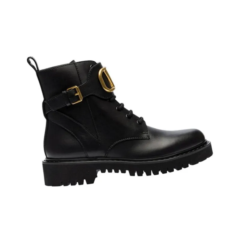 Valentino Vlogo Fashion Casual Ankle Boots Women's Black-1
