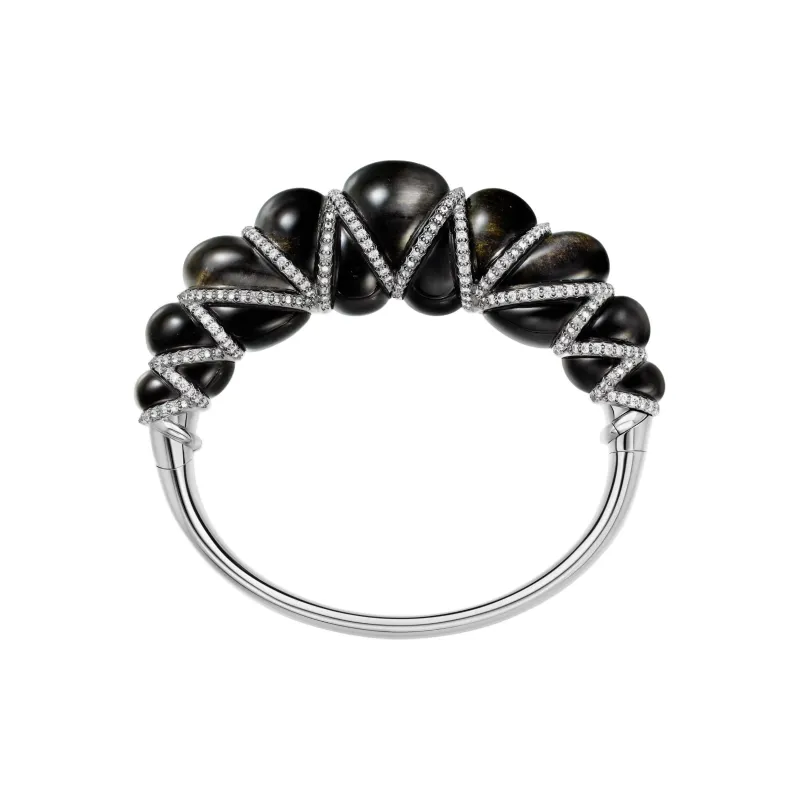 CARTIER Platinum Bangles Unisex Black-2