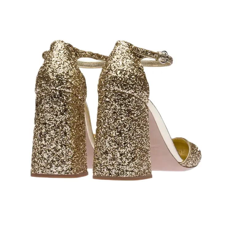 MIU MIU Chunky Heel High Heels 10cm Women's Pyrite-3