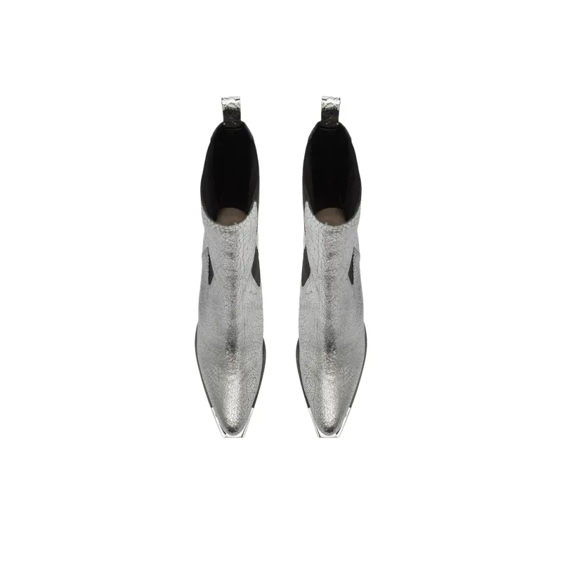 Schutz Short Chelsea Boots 8.3cm Women's Silver-5