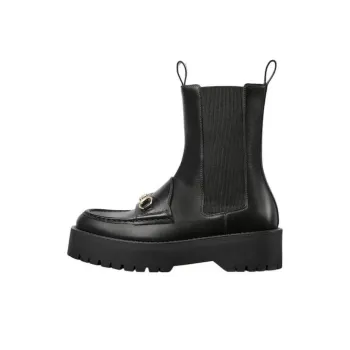 GUCCI Horsebit Short Chelsea Boots Women's Black
