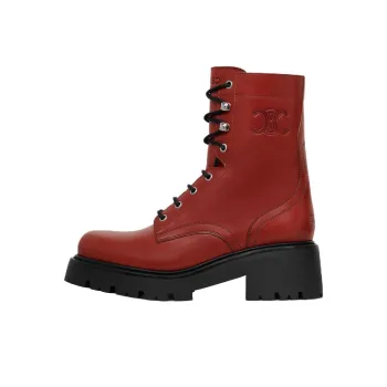 CELINE Triomphe Ankle Boots 4.5cm Women's Red