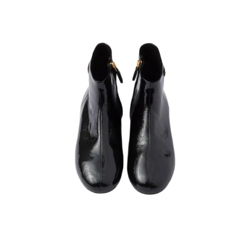PRADA Patent Ankle Boots Women's Black-4