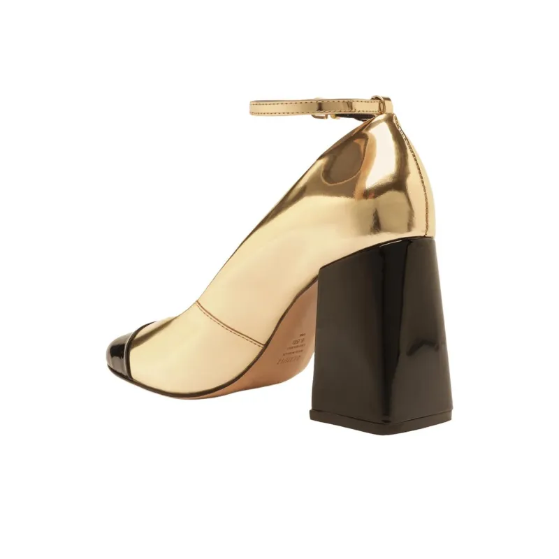 Schutz Dorothy Chunky Heel High Heels 8.7cm Women's Gold-3