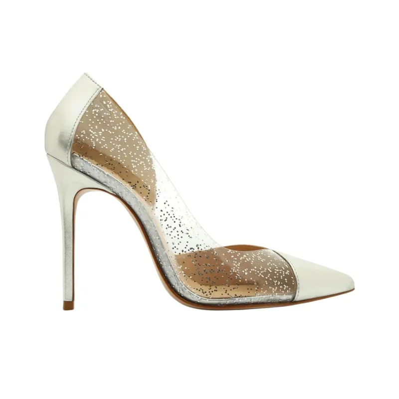 Schutz Cheslie Slim Heel High Heels 11cm Women's Silver-1