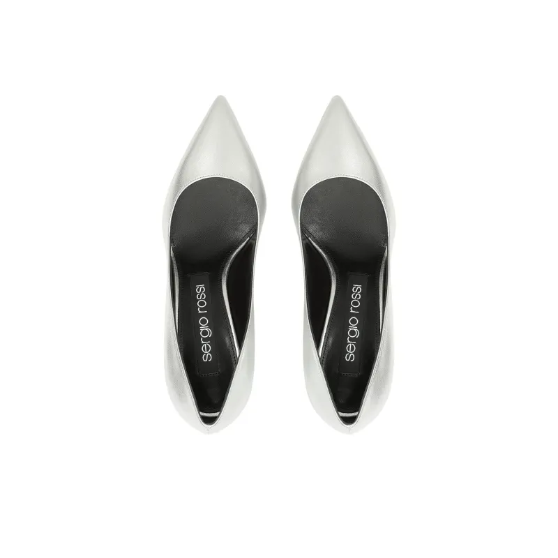 SERGIO ROSSI Godiva Slim Heel High Heels 7.5cm Women's Silver-3