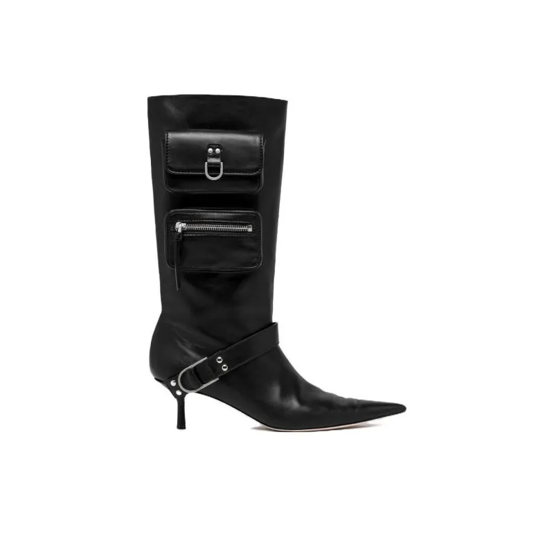 Blumarine 55mm Pocket Leather Boots-1
