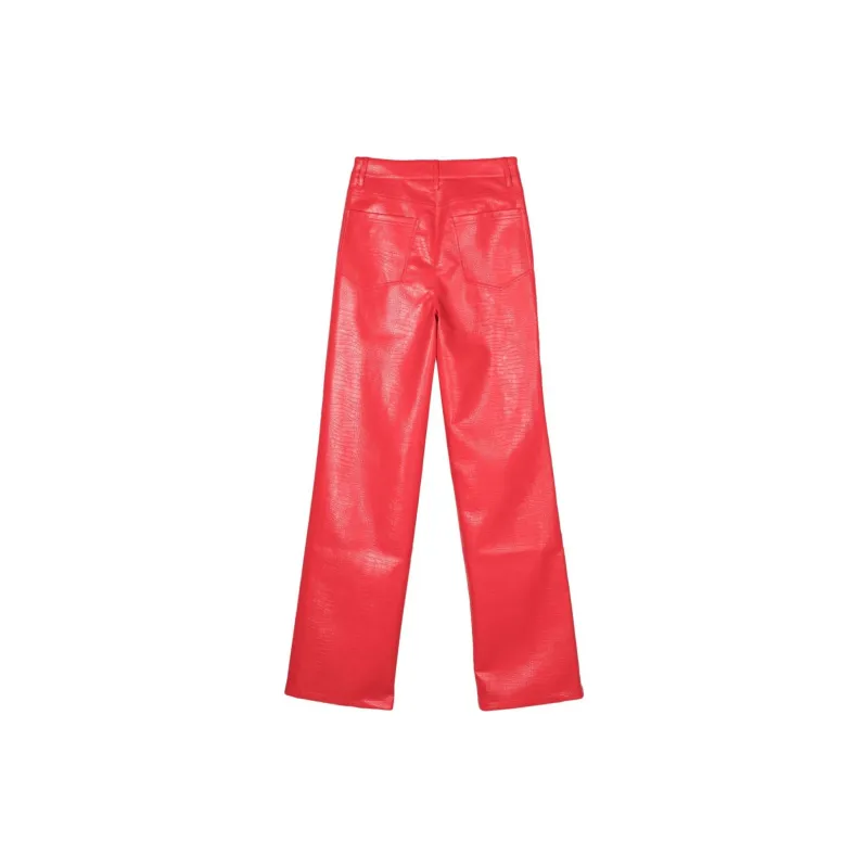 Rotate Faux leather Straight leg Trousers-1
