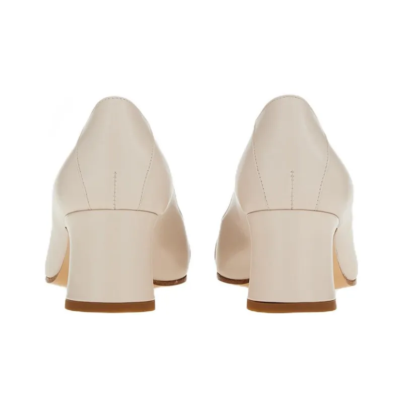 FERRAGAMO Vara Spool Heel High Heels Women's White-4