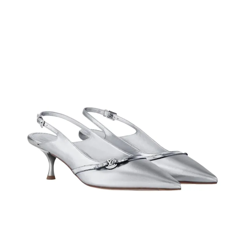 LOUIS VUITTON 6AM Slim Heel High Heels 5.5cm Women's Silver-2