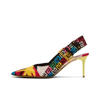 BALMAIN Ruby Monogram print Satin Pumps