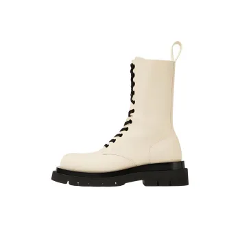 Bottega Veneta Lug Chelsea Short Mid Calf Ankle Boots Women's Sea Salt Color