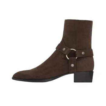 SAINT LAURENT Wyatt Ankle Boots 4cm Men's Brown