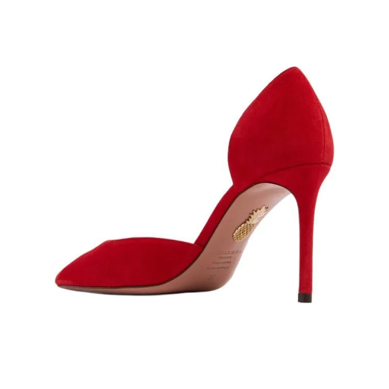 AQUAZZURA Very Bow Tie Slim Heel High Heels 10.5cm Women's Red-3