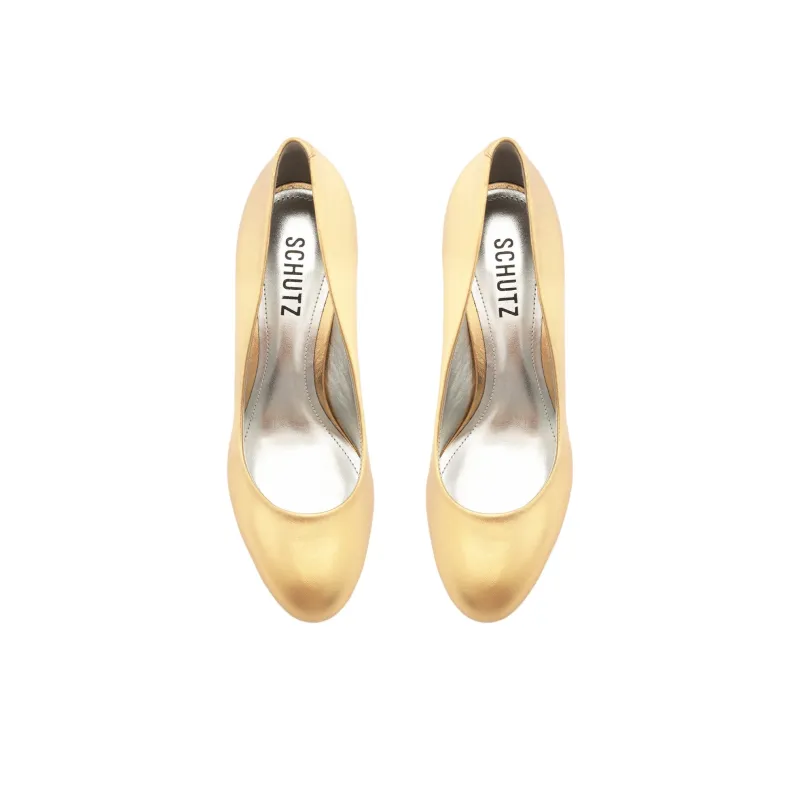 Schutz Giordana Slim Heel High Heels 8.5cm Women's Gold-4