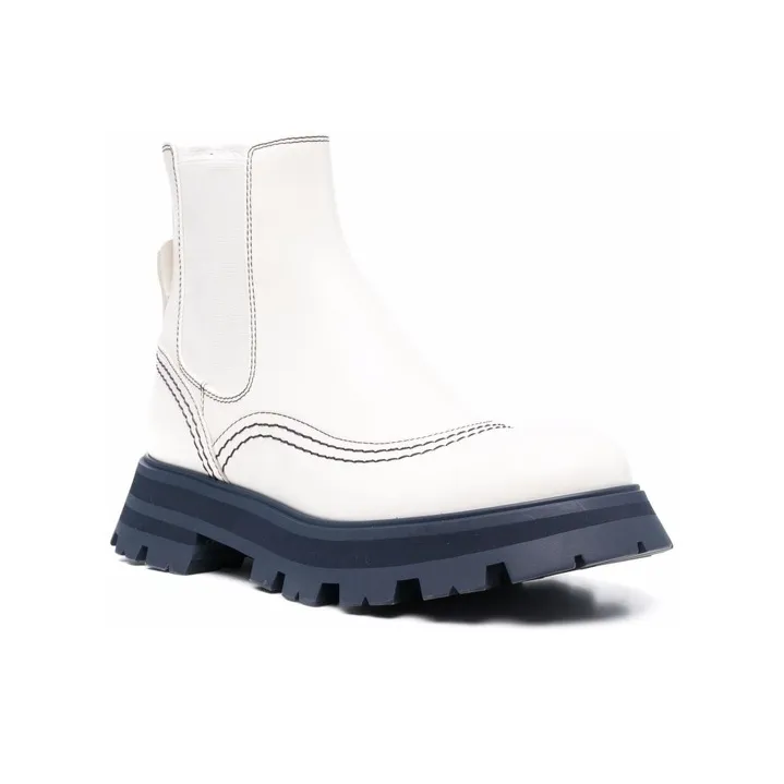 Alexander McQueen Wander Chelsea Boot White Navy Women's-1