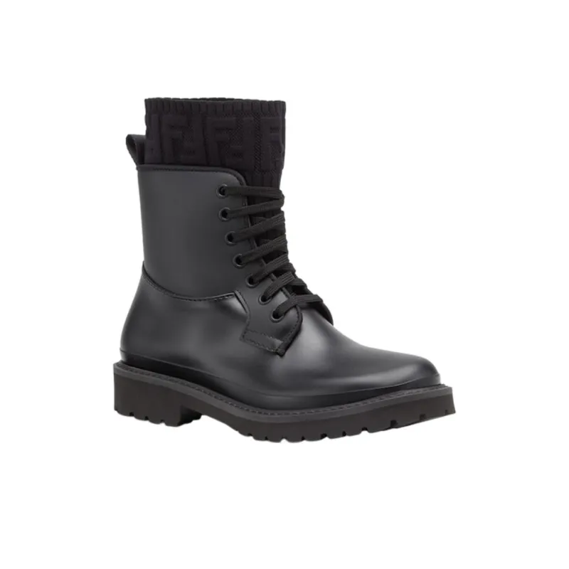 FENDI Women's Rockoko PVC Biker Boot 'Black'-2