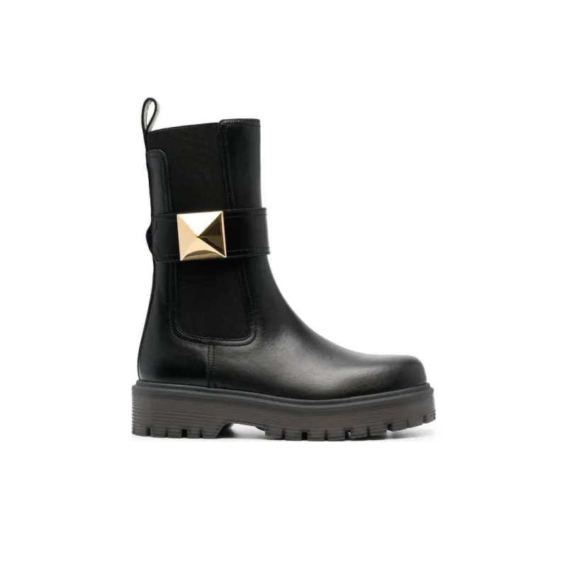 Valentino Garavani One Stud Round Toe Ankle Boots Women's-1