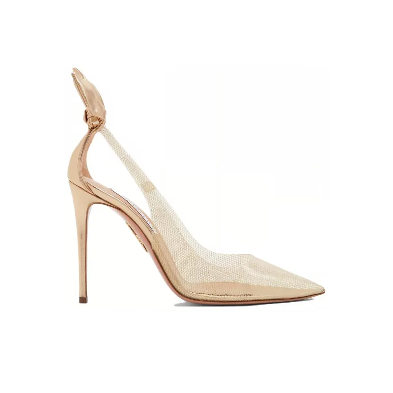 AQUAZZURA Plexi Slim Heel High Heels Women's Gold-1