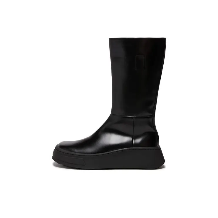 PRADA Brushed Leather Boots Knee high Boots Men's Black-0