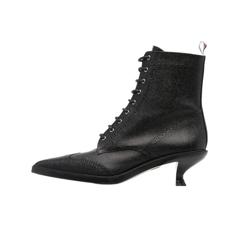 THOM BROWNE Lace-up Wingtip Ankle 50mm Booties-0