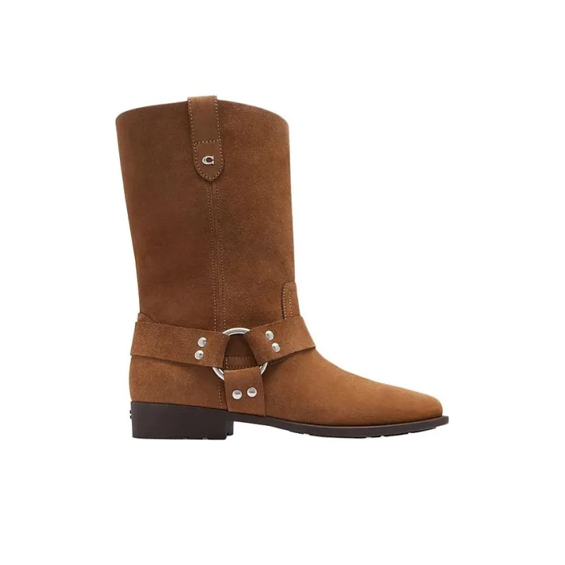 COACH Signature Ankle Boots 3cm Women's Coconut Brown-1