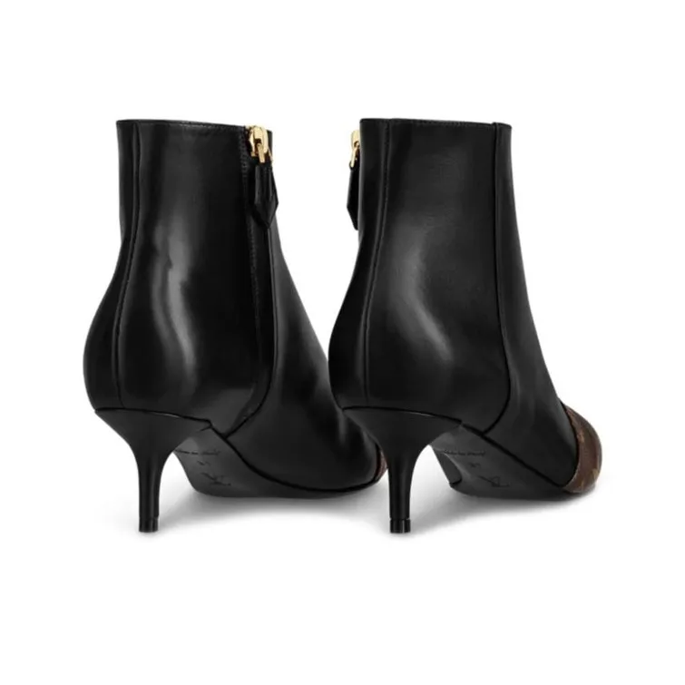 LOUIS VUITTON Chérie Ankle Boots Women's Black Brown-3