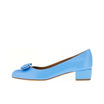 FERRAGAMO Vara Chunky Heel High Heels 3.5cm Women's Light Blue