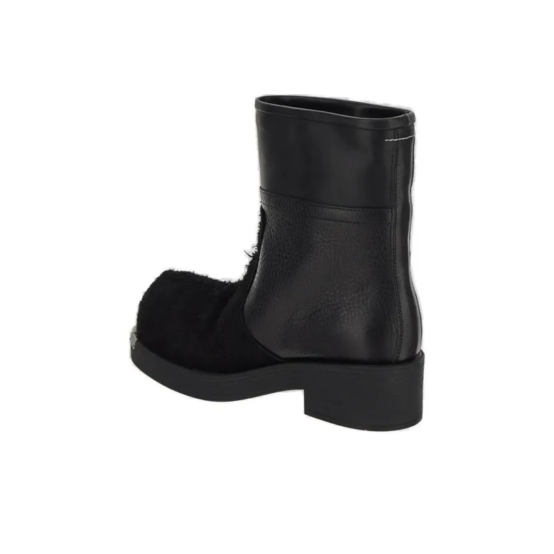 MM6 Maison Margiela Biker Suede And Leather Ankle Boots-2