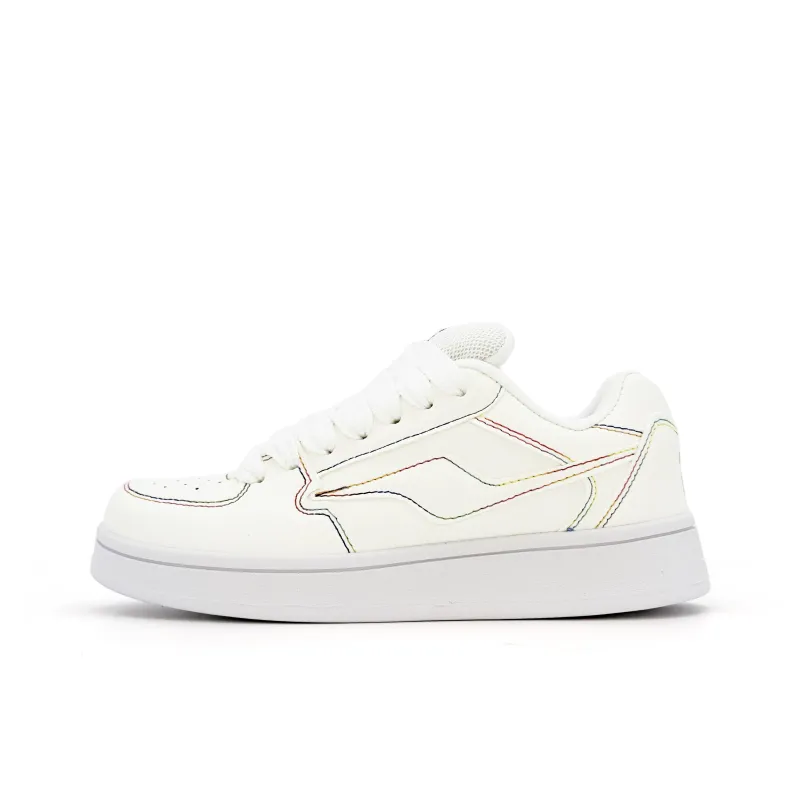 KAAVER OTTO Slip Resistant, Abrasion Resistant, Lightweight, Breathable Low Top Skateboard Shoes Women's White Rainbow-1