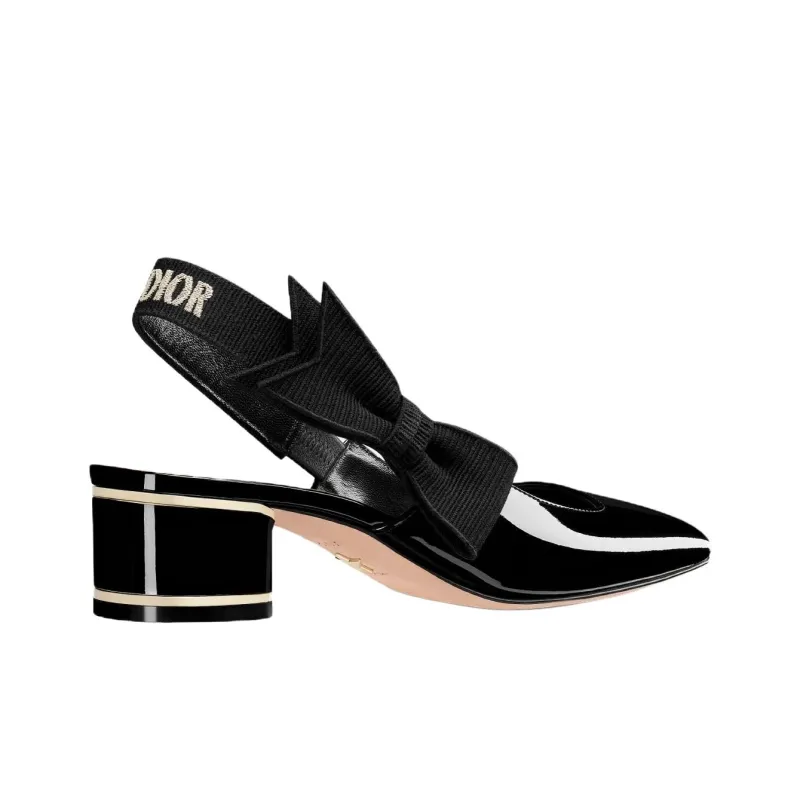 DIOR Miss Dior Chunky Heel High Heels 4cm Women's Black-3