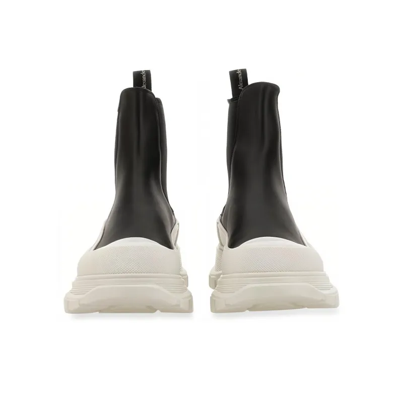 Alexander McQueen Leather Chunky Chelsea Boots 'Black White'-2