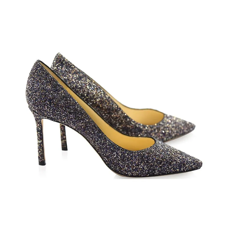Jimmy Choo ROMY Slim Heel High Heels 8.5cm Women's Twilight Black-3