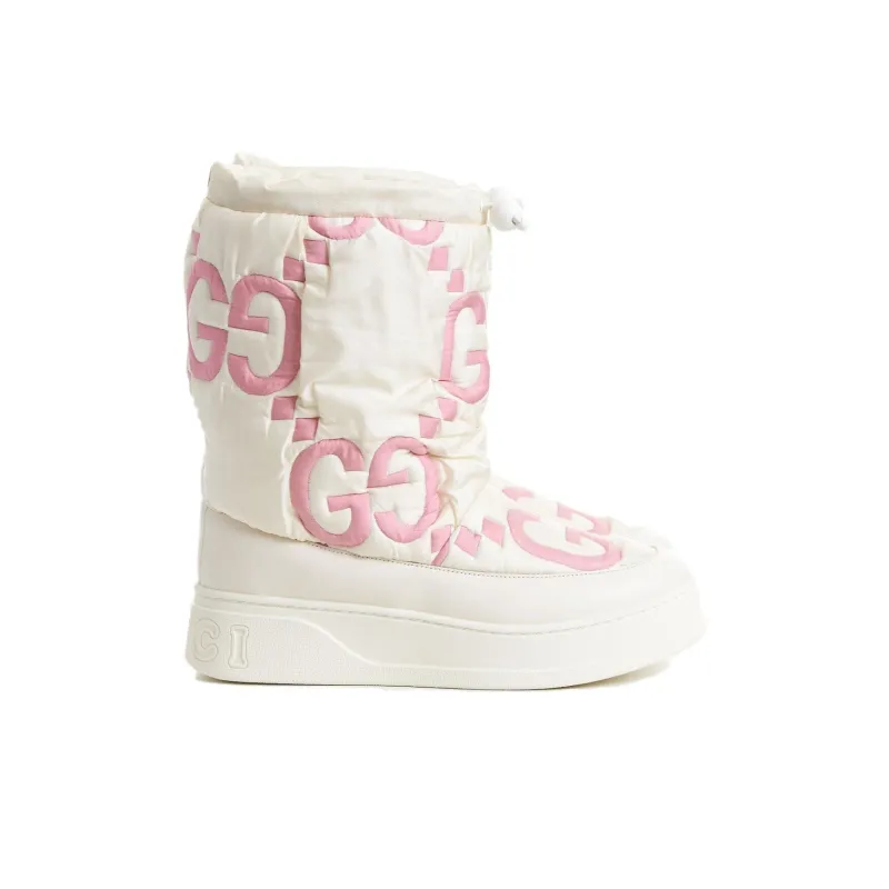 GUCCI Women's Maxi Gg Boot 'White Pink Matelassé' Women's-1