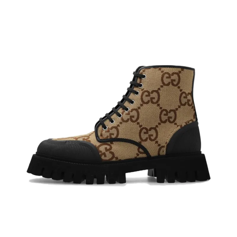 GUCCI Maxi GG Lace Up Boots Camel-0