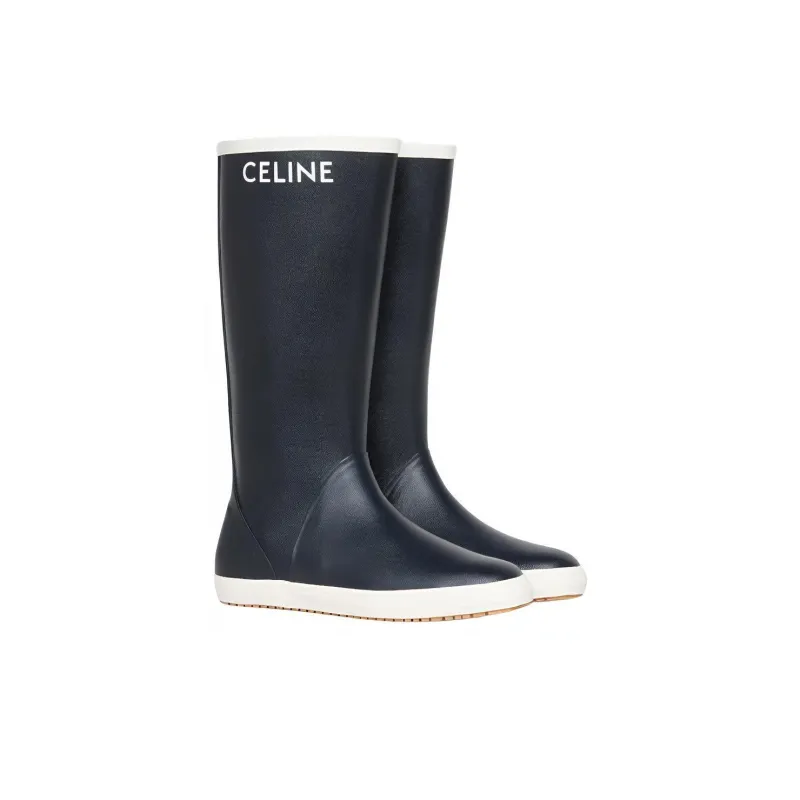 CELINE Les Bottes De Pont Knee-high Boots Women's Marine Blue-2