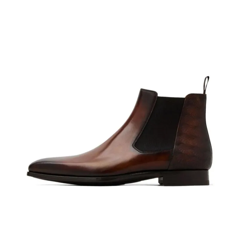 Magnanni Short Chelsea Boots Men's Brown-0