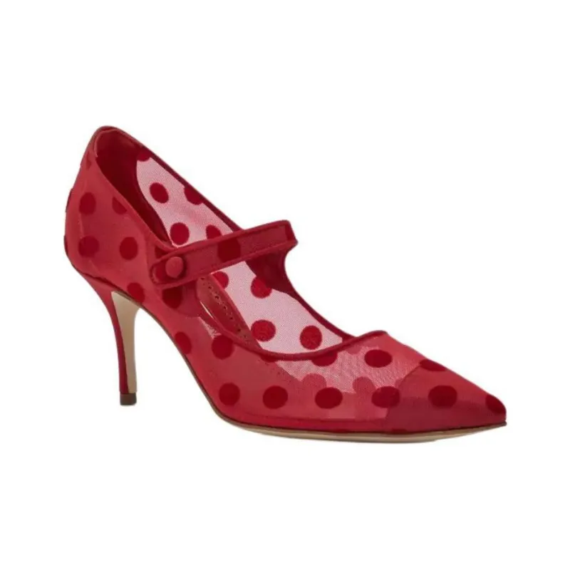 MANOLO BLAHNIK Camparimesh Slim Heel High Heels 7cm Women's Red-2