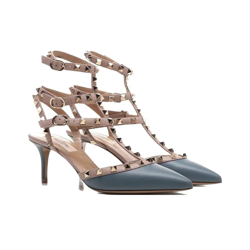 Valentino GARAVANI Slim Heel High Heels 6.5cm Women's Blue-3