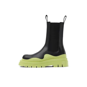 Bottega Veneta Short Chelsea Boots Men's Black Green