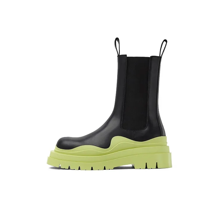 Bottega Veneta Short Chelsea Boots Men's Black Green-0