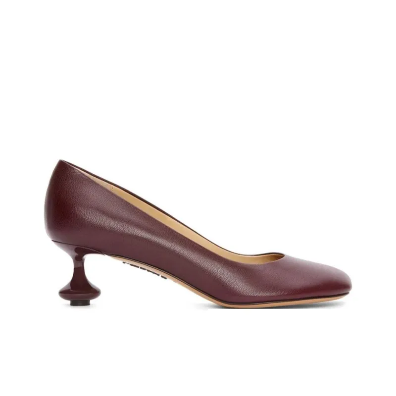 LOEWE Toy Chunky Heel High Heels 4.5cm Women's Burgundy-1