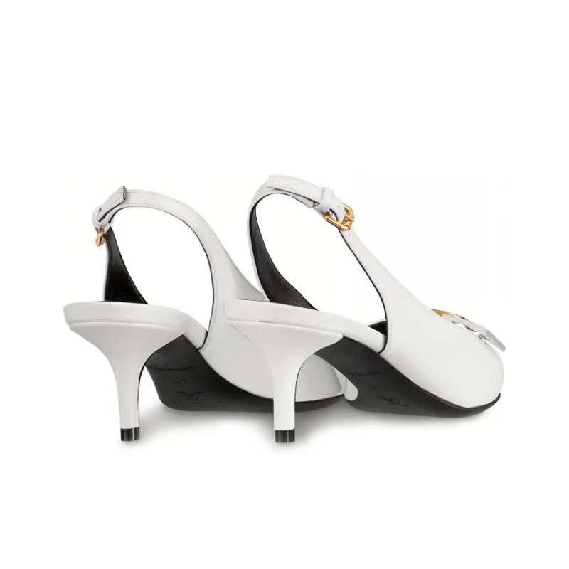 LOUIS VUITTON Insider Slim Heel High Heels 5.5cm Women's White-4