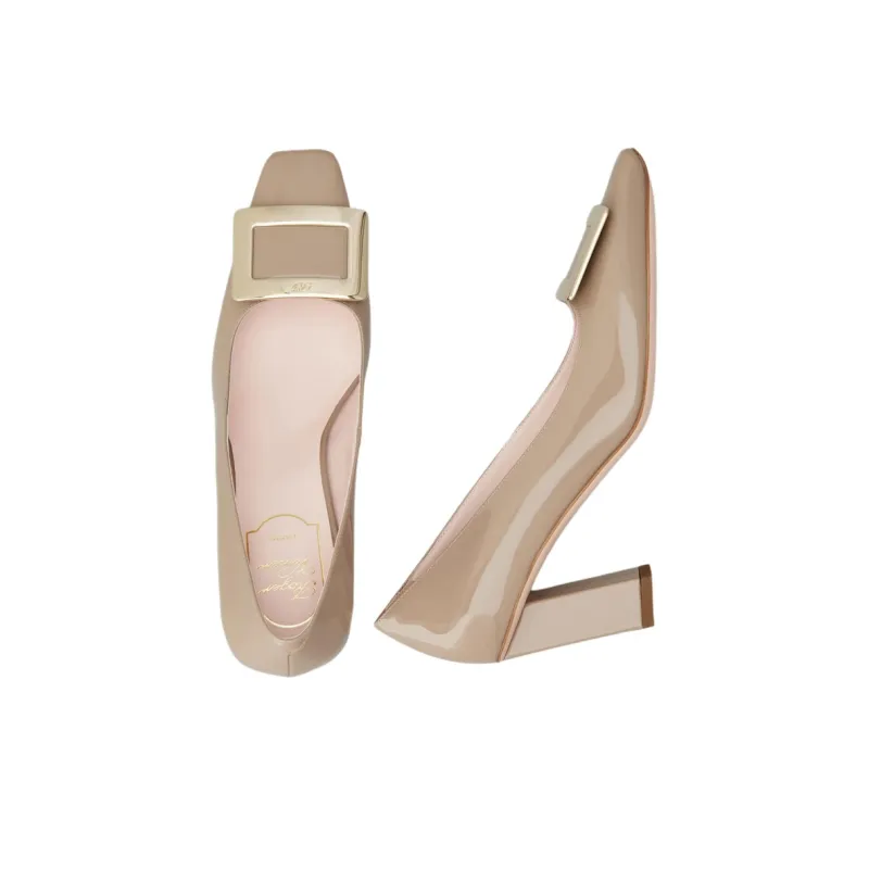 Roger Vivier Logo Engraved Block Heel Pumps-4