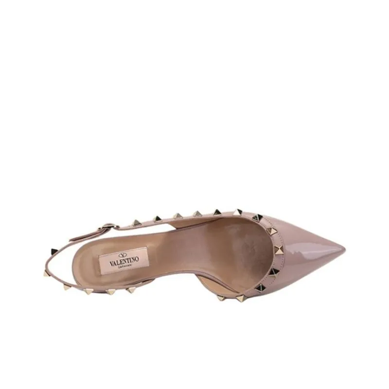 Valentino Rockstud Slim Heel High Heels 5cm Women's Pink-4